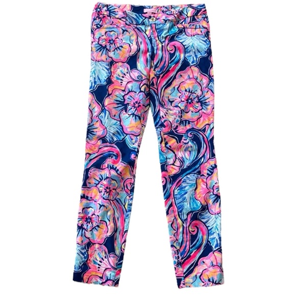 LILLY PULITZER Kelly Ankle Pants in Pink/Blue Size 12 — SIMPLY GORGEOUS!!! - Picture 3 of 10